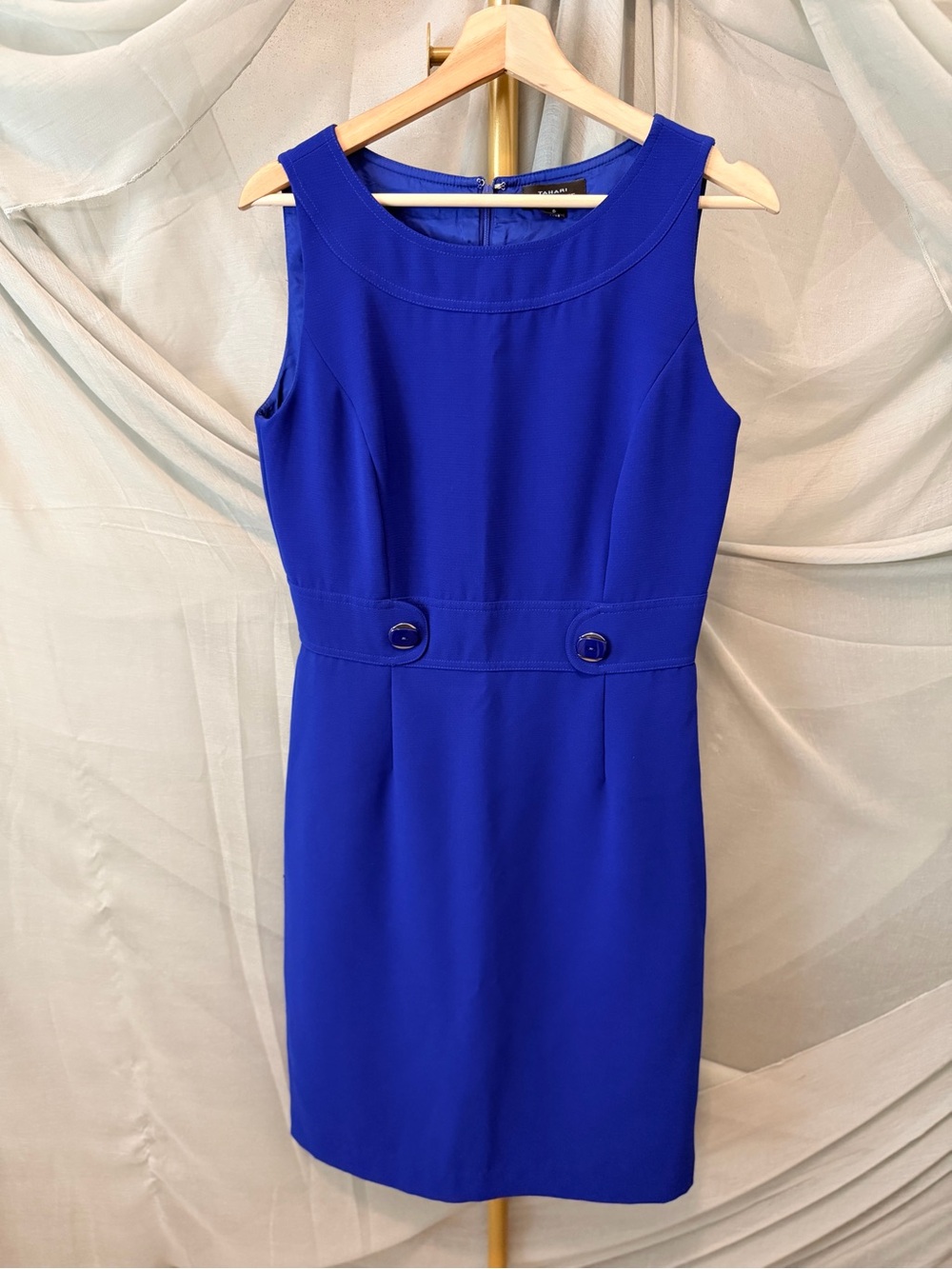 Tahari ASL Cobalt Blue Sleeveless Sheath Dress - Picture 2 of 5